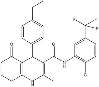 N-[2-chloro-5-(trifluoromethyl)phenyl]-4-(4-ethylphenyl)-2-methyl-5-oxo-1,4,5,6,7,8-hexahydro-3-quinolinecarboxamide 구조식 이미지