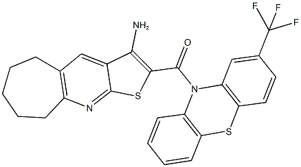 2-{[2-(trifluoromethyl)-10H-phenothiazin-10-yl]carbonyl}-6,7,8,9-tetrahydro-5H-cyclohepta[b]thieno[3,2-e]pyridin-3-amine 구조식 이미지