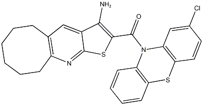 2-[(2-chloro-10H-phenothiazin-10-yl)carbonyl]-5,6,7,8,9,10-hexahydrocycloocta[b]thieno[3,2-e]pyridin-3-ylamine 구조식 이미지