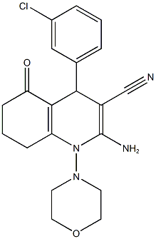 2-amino-4-(3-chlorophenyl)-1-(4-morpholinyl)-5-oxo-1,4,5,6,7,8-hexahydro-3-quinolinecarbonitrile 구조식 이미지