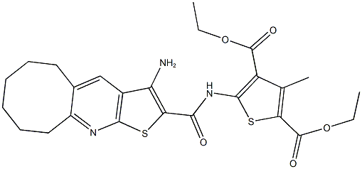 diethyl 5-{[(3-amino-5,6,7,8,9,10-hexahydrocycloocta[b]thieno[3,2-e]pyridin-2-yl)carbonyl]amino}-3-methyl-2,4-thiophenedicarboxylate Structure
