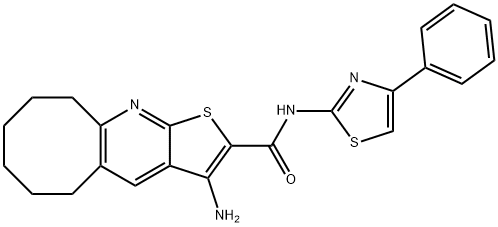 3-amino-N-(4-phenyl-1,3-thiazol-2-yl)-5,6,7,8,9,10-hexahydrocycloocta[b]thieno[3,2-e]pyridine-2-carboxamide Structure