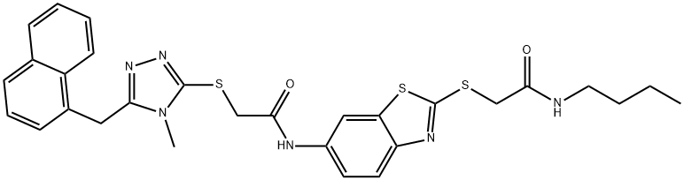 N-(2-{[2-(butylamino)-2-oxoethyl]sulfanyl}-1,3-benzothiazol-6-yl)-2-{[4-methyl-5-(1-naphthylmethyl)-4H-1,2,4-triazol-3-yl]sulfanyl}acetamide Structure