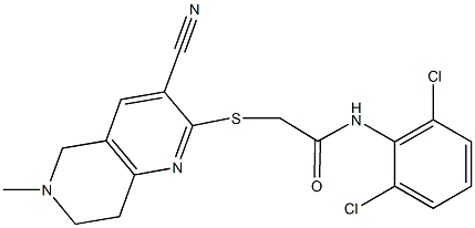 2-[(3-cyano-6-methyl-5,6,7,8-tetrahydro[1,6]naphthyridin-2-yl)sulfanyl]-N-(2,6-dichlorophenyl)acetamide Structure