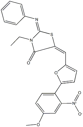 3-ethyl-5-[(5-{2-nitro-4-methoxyphenyl}-2-furyl)methylene]-2-(phenylimino)-1,3-thiazolidin-4-one 구조식 이미지