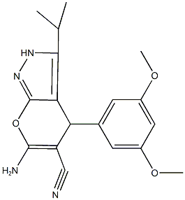 6-amino-4-(3,5-dimethoxyphenyl)-3-isopropyl-2,4-dihydropyrano[2,3-c]pyrazole-5-carbonitrile 구조식 이미지