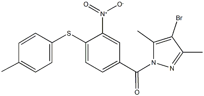 4-bromo-1-{3-nitro-4-[(4-methylphenyl)sulfanyl]benzoyl}-3,5-dimethyl-1H-pyrazole 구조식 이미지