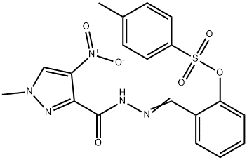 2-[2-({4-nitro-1-methyl-1H-pyrazol-3-yl}carbonyl)carbohydrazonoyl]phenyl 4-methylbenzenesulfonate Structure