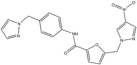 5-({4-nitro-1H-pyrazol-1-yl}methyl)-N-[4-(1H-pyrazol-1-ylmethyl)phenyl]-2-furamide 구조식 이미지