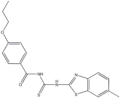 N-(6-methyl-1,3-benzothiazol-2-yl)-N'-(4-propoxybenzoyl)thiourea 구조식 이미지