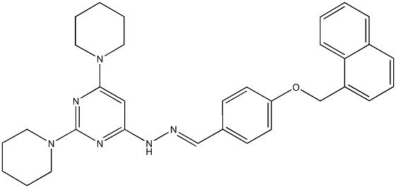 4-(1-naphthylmethoxy)benzaldehyde [2,6-di(1-piperidinyl)-4-pyrimidinyl]hydrazone 구조식 이미지