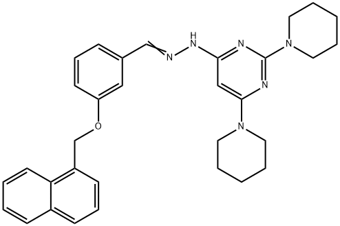 3-(1-naphthylmethoxy)benzaldehyde [2,6-di(1-piperidinyl)-4-pyrimidinyl]hydrazone 구조식 이미지