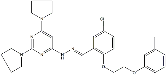 5-chloro-2-[2-(3-methylphenoxy)ethoxy]benzaldehyde (2,6-dipyrrolidin-1-ylpyrimidin-4-yl)hydrazone Structure