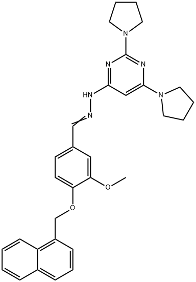 3-methoxy-4-(1-naphthylmethoxy)benzaldehyde (2,6-dipyrrolidin-1-ylpyrimidin-4-yl)hydrazone Structure