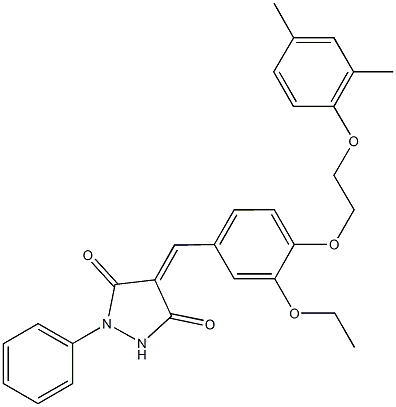 4-{4-[2-(2,4-dimethylphenoxy)ethoxy]-3-ethoxybenzylidene}-1-phenyl-3,5-pyrazolidinedione Structure