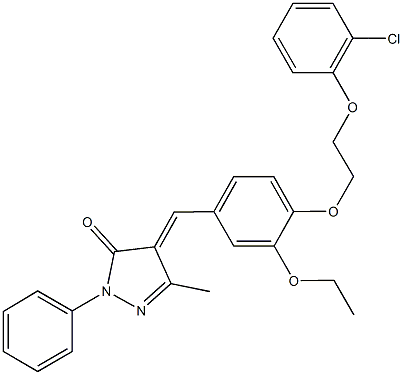 4-{4-[2-(2-chlorophenoxy)ethoxy]-3-ethoxybenzylidene}-5-methyl-2-phenyl-2,4-dihydro-3H-pyrazol-3-one Structure