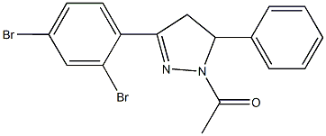 1-acetyl-3-(2,4-dibromophenyl)-5-phenyl-4,5-dihydro-1H-pyrazole Structure