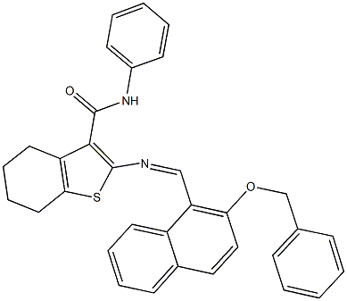 2-({[2-(benzyloxy)-1-naphthyl]methylene}amino)-N-phenyl-4,5,6,7-tetrahydro-1-benzothiophene-3-carboxamide Structure