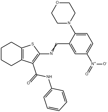 2-{[5-nitro-2-(4-morpholinyl)benzylidene]amino}-N-phenyl-4,5,6,7-tetrahydro-1-benzothiophene-3-carboxamide Structure