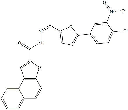 N'-[(5-{4-chloro-3-nitrophenyl}-2-furyl)methylene]naphtho[2,1-b]furan-2-carbohydrazide 구조식 이미지