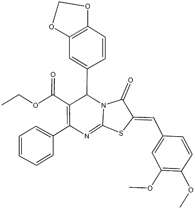 ethyl 5-(1,3-benzodioxol-5-yl)-2-(3,4-dimethoxybenzylidene)-3-oxo-7-phenyl-2,3-dihydro-5H-[1,3]thiazolo[3,2-a]pyrimidine-6-carboxylate Structure