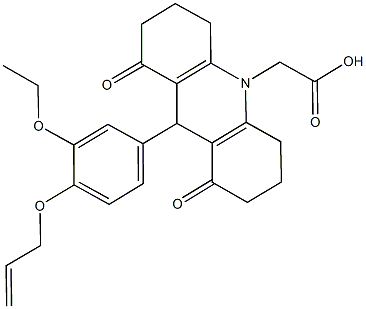 (9-[4-(allyloxy)-3-ethoxyphenyl]-1,8-dioxo-2,3,4,5,6,7,8,9-octahydro-10(1H)-acridinyl)acetic acid Structure