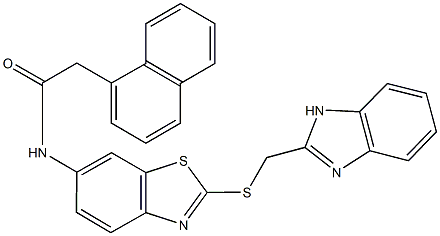 N-{2-[(1H-benzimidazol-2-ylmethyl)sulfanyl]-1,3-benzothiazol-6-yl}-2-(1-naphthyl)acetamide 구조식 이미지