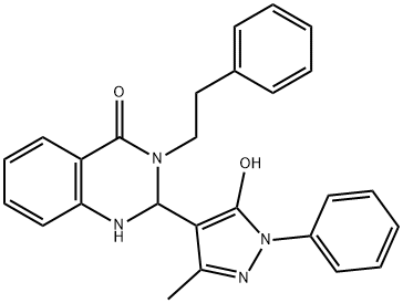 2-(5-hydroxy-3-methyl-1-phenyl-1H-pyrazol-4-yl)-3-(2-phenylethyl)-2,3-dihydro-4(1H)-quinazolinone 구조식 이미지