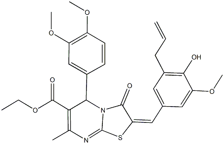ethyl 2-(3-allyl-4-hydroxy-5-methoxybenzylidene)-5-(3,4-dimethoxyphenyl)-7-methyl-3-oxo-2,3-dihydro-5H-[1,3]thiazolo[3,2-a]pyrimidine-6-carboxylate Structure
