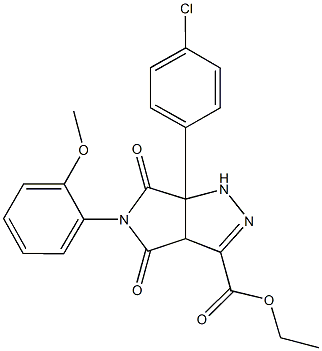 ethyl 6a-(4-chlorophenyl)-5-(2-methoxyphenyl)-4,6-dioxo-1,3a,4,5,6,6a-hexahydropyrrolo[3,4-c]pyrazole-3-carboxylate 구조식 이미지