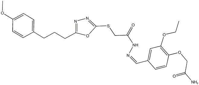 2-(2-ethoxy-4-{2-[({5-[3-(4-methoxyphenyl)propyl]-1,3,4-oxadiazol-2-yl}sulfanyl)acetyl]carbohydrazonoyl}phenoxy)acetamide Structure