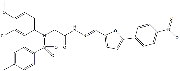 N-(3-chloro-4-methoxyphenyl)-N-(2-{2-[(5-{4-nitrophenyl}-2-furyl)methylene]hydrazino}-2-oxoethyl)-4-methylbenzenesulfonamide 구조식 이미지