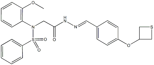 N-(2-methoxyphenyl)-N-(2-oxo-2-{2-[4-(3-thietanyloxy)benzylidene]hydrazino}ethyl)benzenesulfonamide Structure