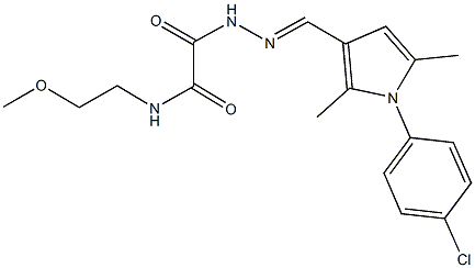 2-(2-{[1-(4-chlorophenyl)-2,5-dimethyl-1H-pyrrol-3-yl]methylene}hydrazino)-N-(2-methoxyethyl)-2-oxoacetamide Structure