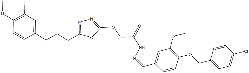N'-{4-[(4-chlorobenzyl)oxy]-3-methoxybenzylidene}-2-({5-[3-(4-methoxy-3-methylphenyl)propyl]-1,3,4-oxadiazol-2-yl}sulfanyl)acetohydrazide Structure