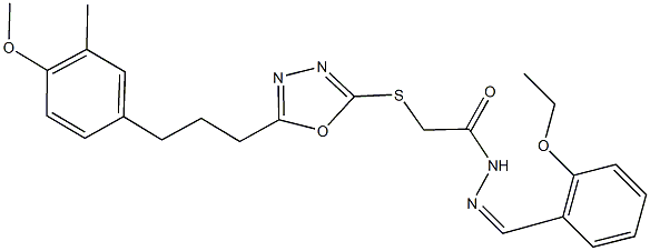 N'-(2-ethoxybenzylidene)-2-({5-[3-(4-methoxy-3-methylphenyl)propyl]-1,3,4-oxadiazol-2-yl}sulfanyl)acetohydrazide 구조식 이미지