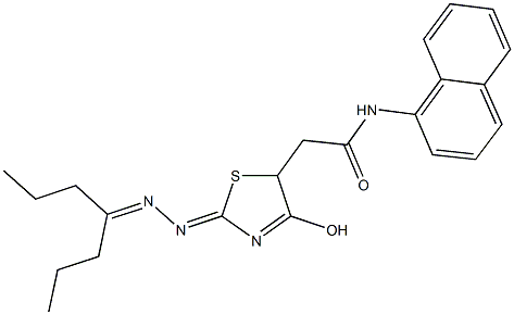2-{4-hydroxy-2-[(1-propylbutylidene)hydrazono]-2,5-dihydro-1,3-thiazol-5-yl}-N-(1-naphthyl)acetamide 구조식 이미지