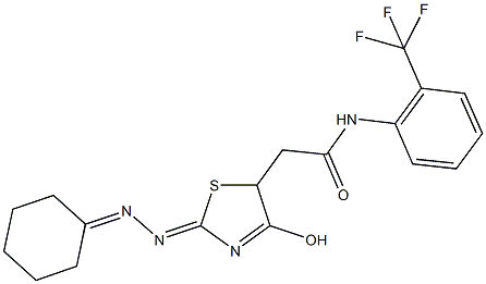 2-[2-(cyclohexylidenehydrazono)-4-hydroxy-2,5-dihydro-1,3-thiazol-5-yl]-N-[2-(trifluoromethyl)phenyl]acetamide Structure