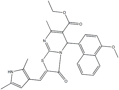 ethyl 2-[(2,5-dimethyl-1H-pyrrol-3-yl)methylene]-5-(4-methoxy-1-naphthyl)-7-methyl-3-oxo-2,3-dihydro-5H-[1,3]thiazolo[3,2-a]pyrimidine-6-carboxylate Structure