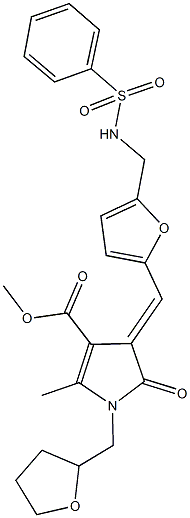 methyl 2-methyl-5-oxo-4-[(5-{[(phenylsulfonyl)amino]methyl}-2-furyl)methylene]-1-(tetrahydro-2-furanylmethyl)-4,5-dihydro-1H-pyrrole-3-carboxylate 구조식 이미지