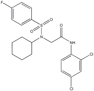 2-{cyclohexyl[(4-fluorophenyl)sulfonyl]amino}-N-(2,4-dichlorophenyl)acetamide 구조식 이미지