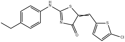 5-[(5-chloro-2-thienyl)methylene]-2-[(4-ethylphenyl)imino]-1,3-thiazolidin-4-one 구조식 이미지