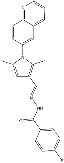 N'-{[2,5-dimethyl-1-(6-quinolinyl)-1H-pyrrol-3-yl]methylene}-4-fluorobenzohydrazide 구조식 이미지