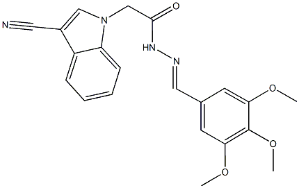 2-(3-cyano-1H-indol-1-yl)-N'-(3,4,5-trimethoxybenzylidene)acetohydrazide Structure