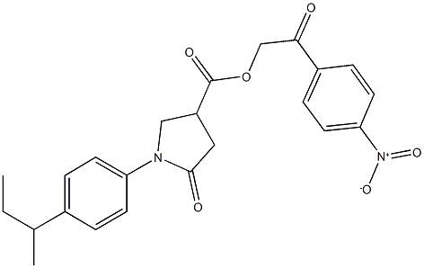 2-{4-nitrophenyl}-2-oxoethyl 1-(4-sec-butylphenyl)-5-oxo-3-pyrrolidinecarboxylate 구조식 이미지