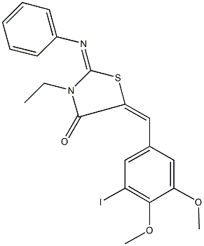 3-ethyl-5-(3-iodo-4,5-dimethoxybenzylidene)-2-(phenylimino)-1,3-thiazolidin-4-one Structure