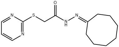 N'-cyclooctylidene-2-(2-pyrimidinylsulfanyl)acetohydrazide 구조식 이미지