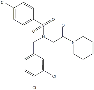 4-chloro-N-(3,4-dichlorobenzyl)-N-[2-oxo-2-(1-piperidinyl)ethyl]benzenesulfonamide Structure