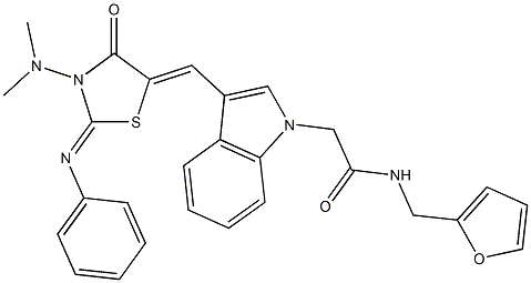 2-(3-{[3-(dimethylamino)-4-oxo-2-(phenylimino)-1,3-thiazolidin-5-ylidene]methyl}-1H-indol-1-yl)-N-(2-furylmethyl)acetamide Structure