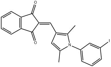 2-{[1-(3-iodophenyl)-2,5-dimethyl-1H-pyrrol-3-yl]methylene}-1H-indene-1,3(2H)-dione 구조식 이미지
